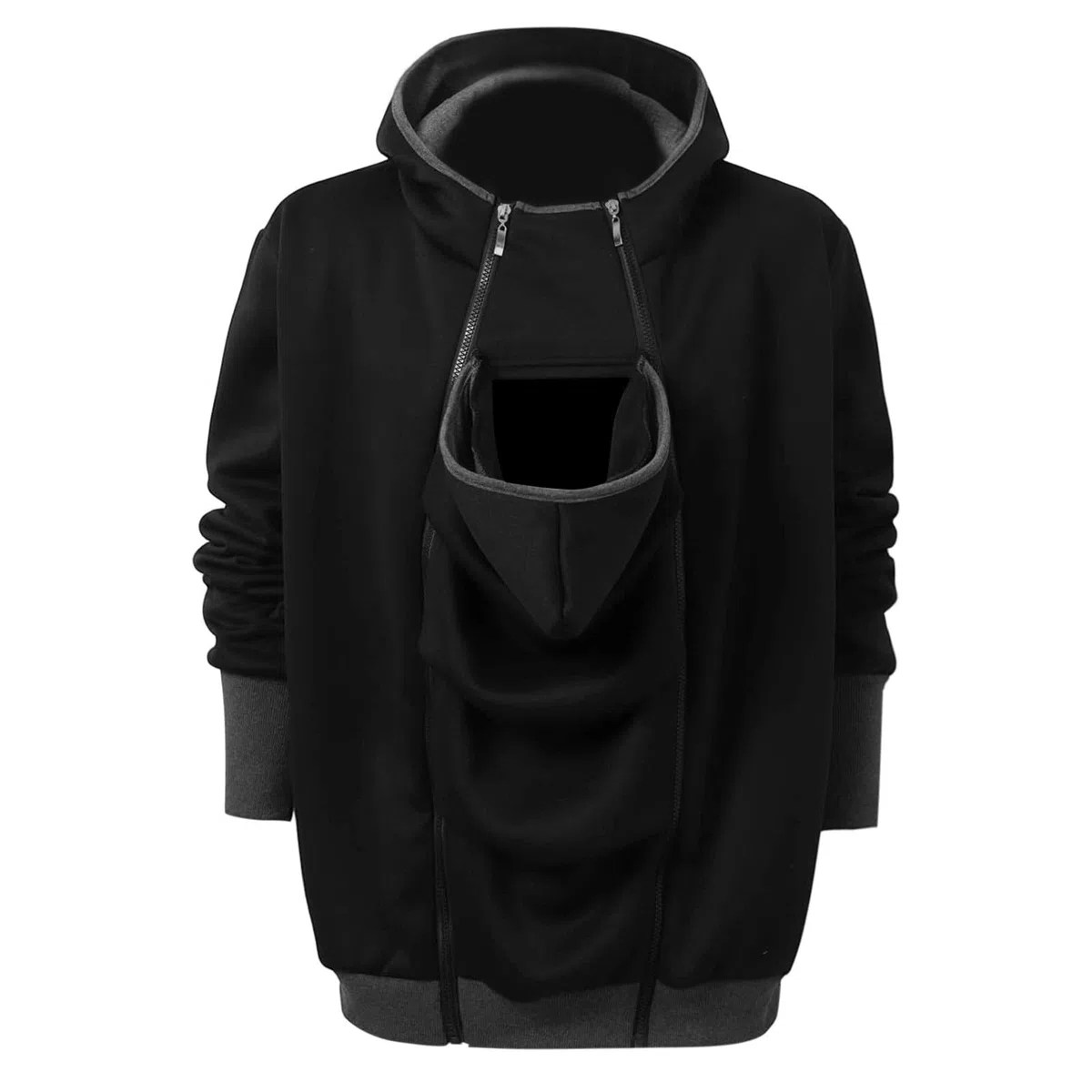 Maglione da uomo con cappuccio con borsa per cani, autunno con cappuccio con tasca per gatti, felpa invernale con cappuccio, divertente, taglia grande, grazioso porta animali domestici a
