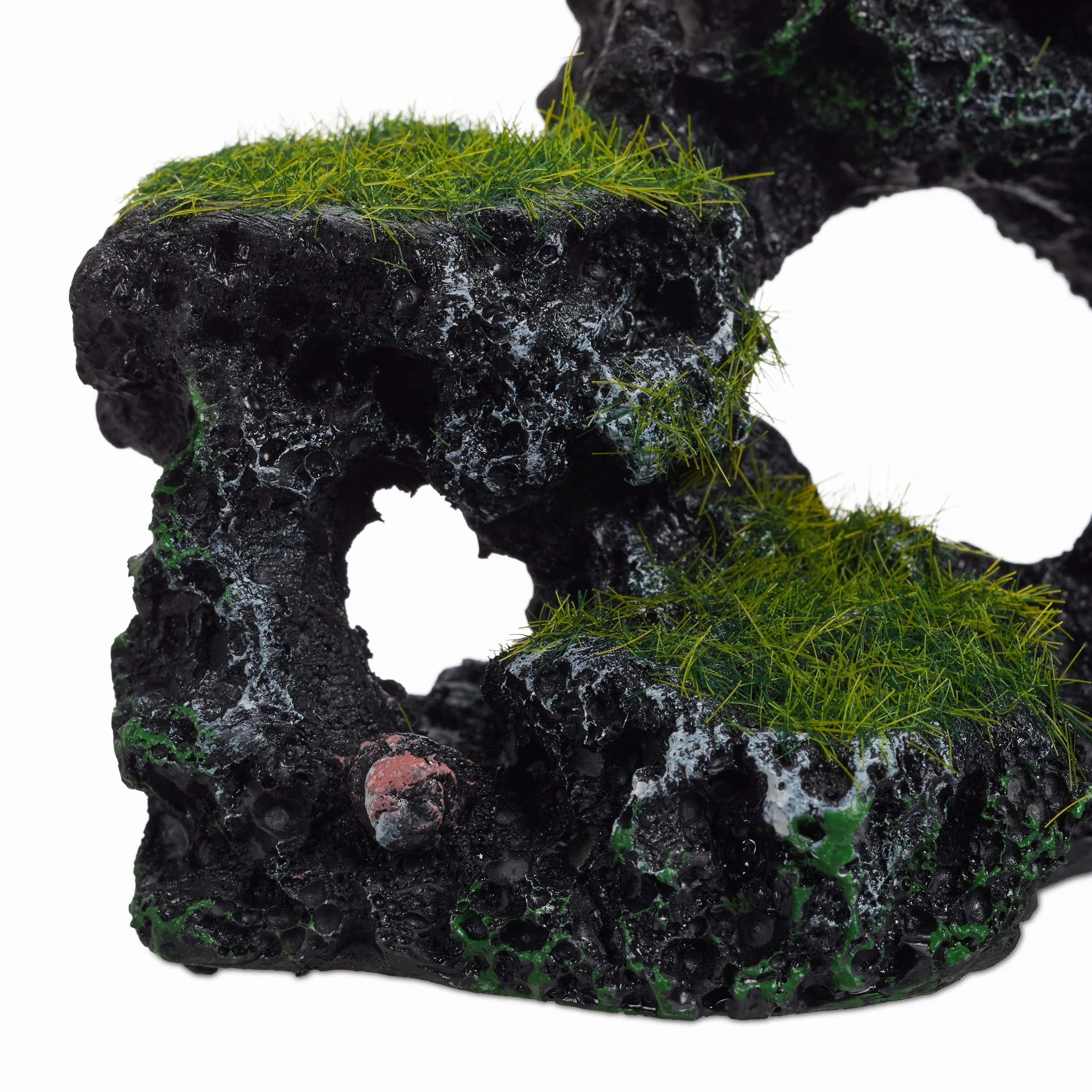 Relaxdays Decorazione per Acquario, Aspetto Naturale, Decorativo, Nascondiglio, Scogliera, Accessori,8,5x17cm,Nero-Verde