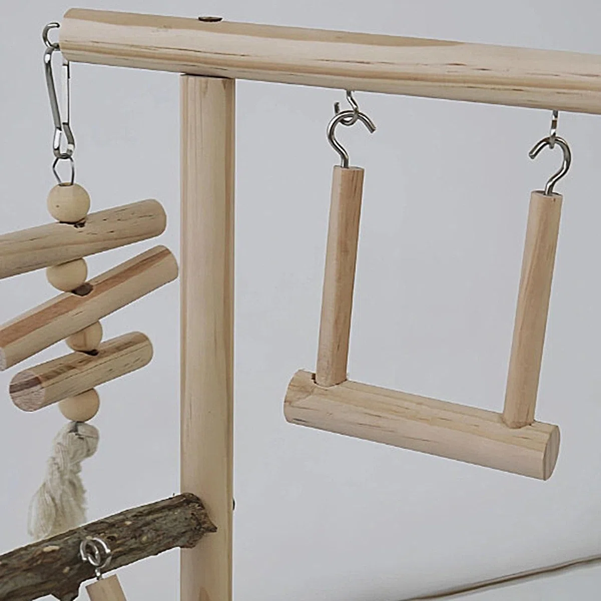 Palestra per giochi per pappagalli, supporto per giochi per uccelli, Scaletta Cockatiel con vassoio e tazze, Giochi per uccelli, palestra per esercizi, box per palestra per uccelli, per gabb