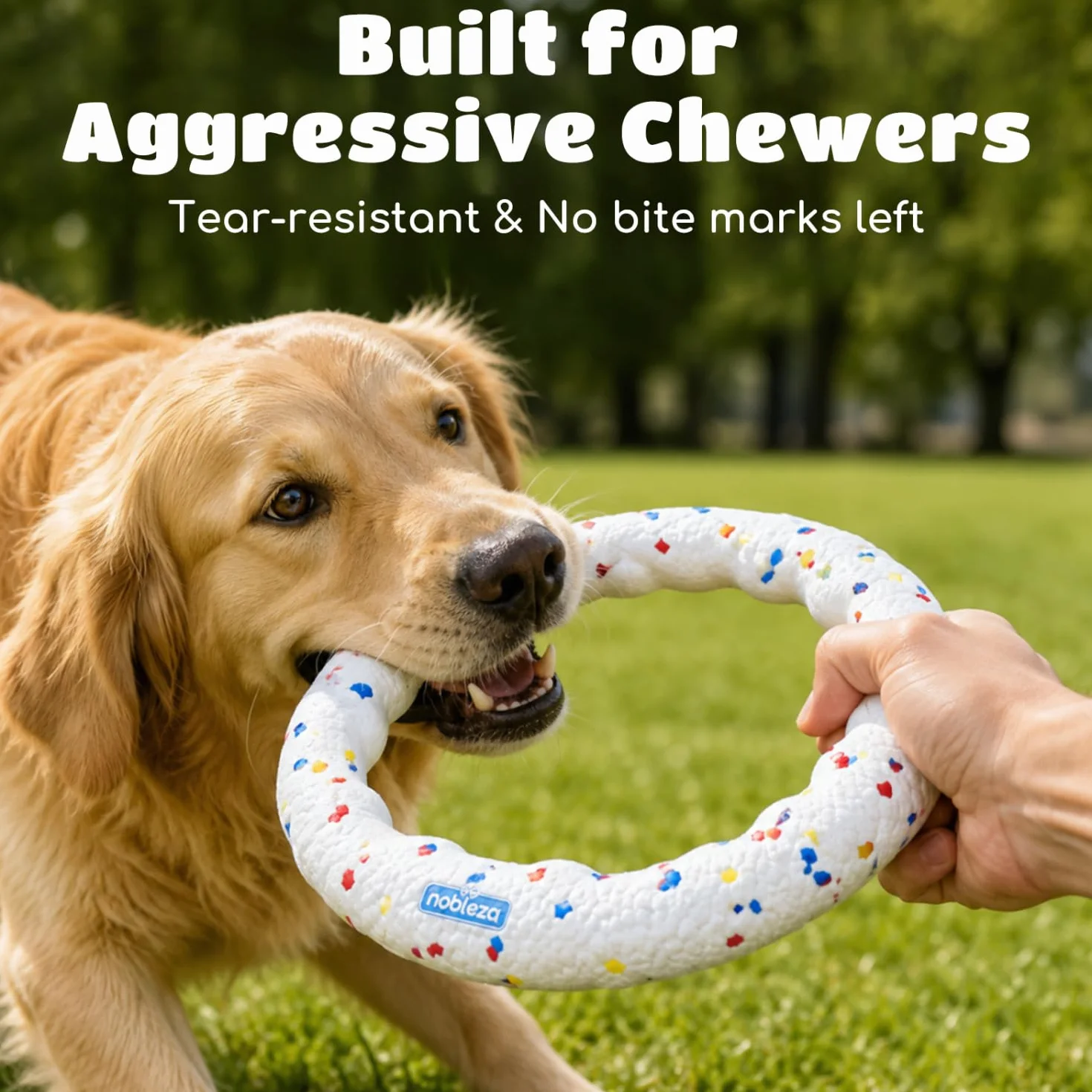 Nobleza Confezione da 2 Frisbee per Cani Anello di Trazione, Giocattolo Robusto per Masticatori Aggressivi, Disco Volante Leggero Galleggiante per Addestramento in Acqua e Giardino, Bianco 23cm