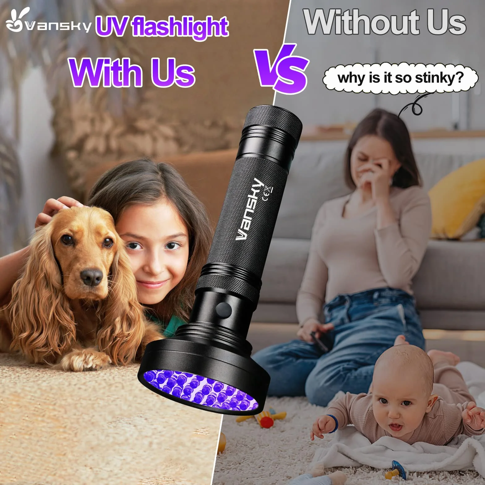 Torcia a raggi ultravioletti con luce UV, 100 LED, 395 nm, rilevatore di macchie di urina per gatti secchi/cani che curano la resina UV, pulizia della torcia OCD, ricerca di palline da golf/scorpioni