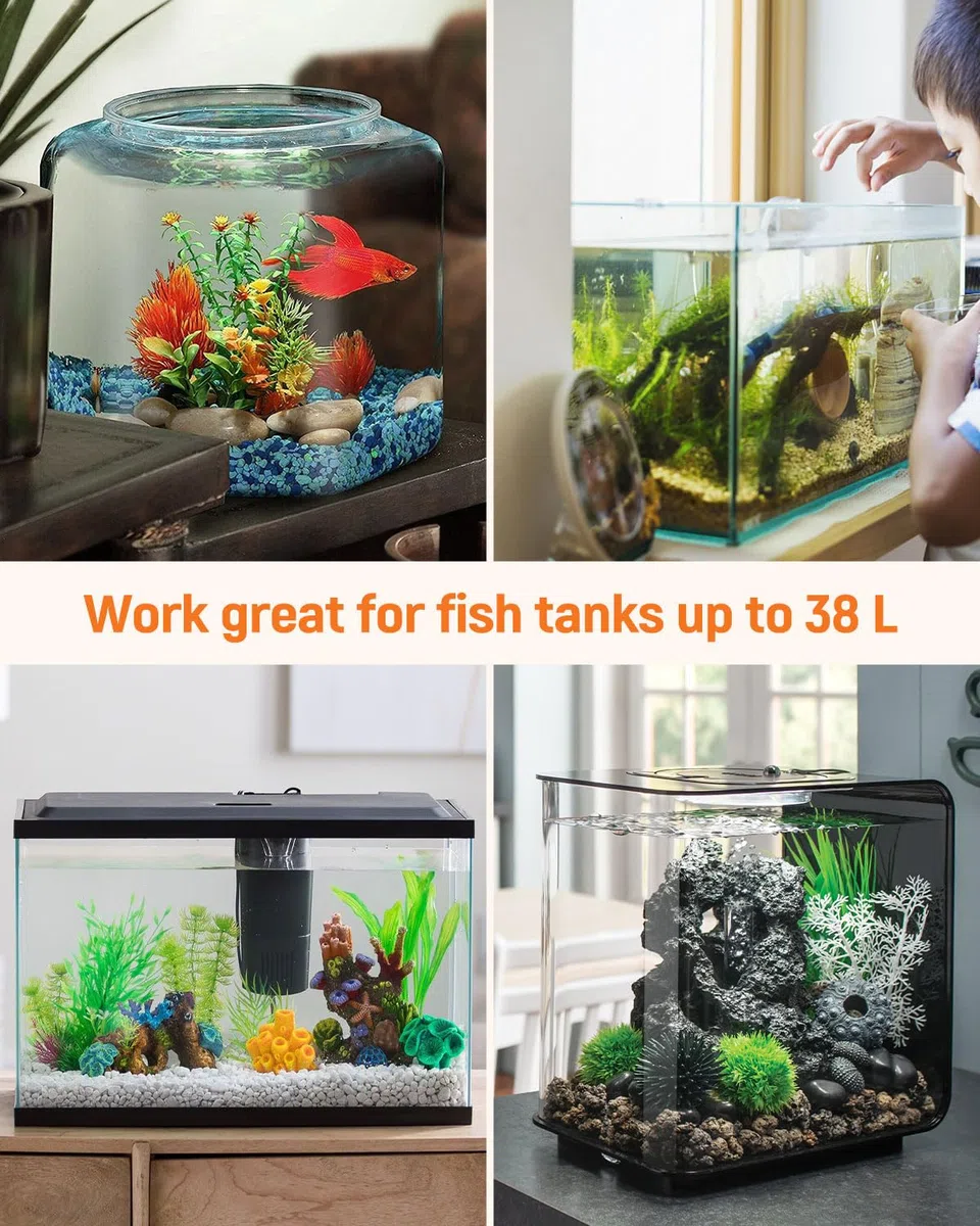 Pawfly Kit Pulitore Acquario, Sifone per Cambio Acqua con Tubo Lungo e Spazzola, Aspirapolvere Manuale per Ghiaia, Lavasabbia per Acquari da 38L