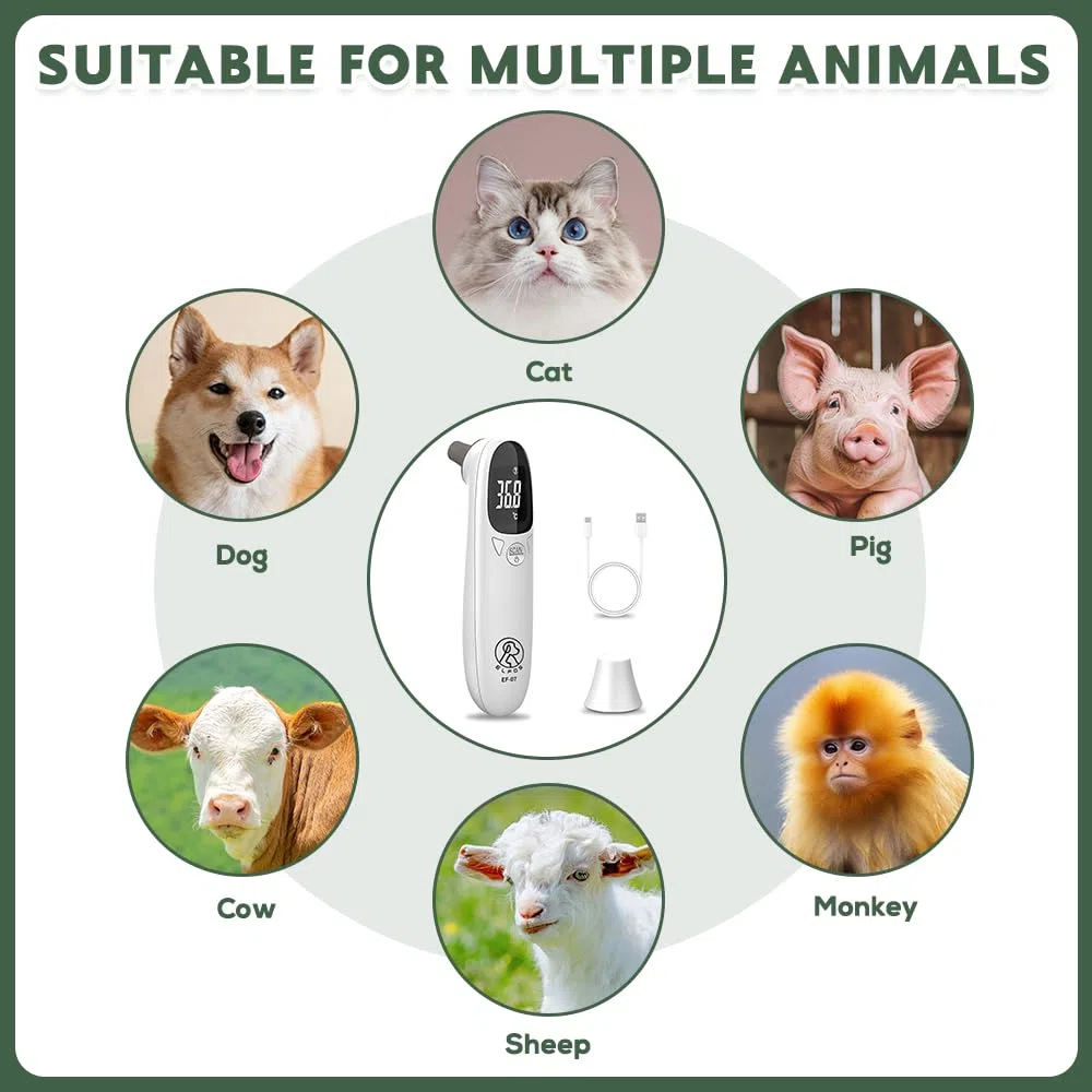 Termometro Auricolare per Cani, Termometro Orecchio per Gatti, 12,8 * 3,9 cm Termometri per Gatti per Orecchie, Monitor Della Temperatura 'Orecchio del Cane per Cane, Gatti, Maiali