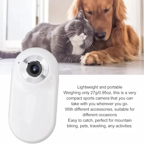 Telecamera per Collare per Animali HD 1080P, Display LCD da 0,96 Pollici, Video di 5 Minuti, per Cani Gatti, Materiale ABS