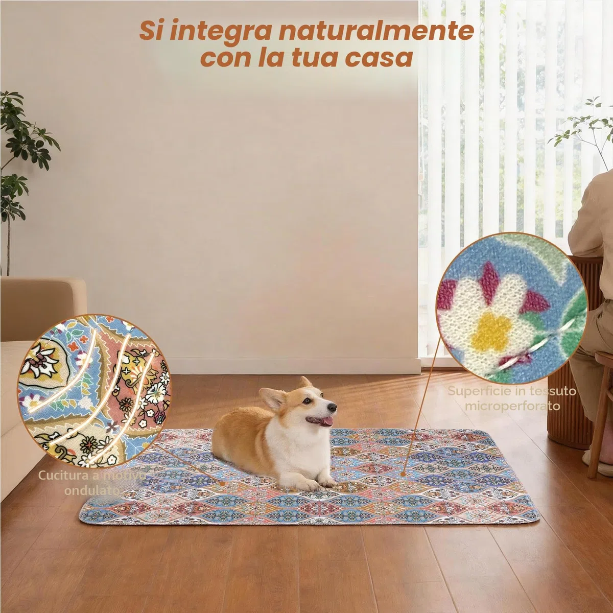 Gimars 80 x 92 cm, 2 Pezzi, Design Boho e Finitura Resistente, Traversine Lavabili per Cani, Tappetino Riutilizzabile per Addestramento Cuccioli, Assorbente, Antiscivolo e a Prova di Perdite