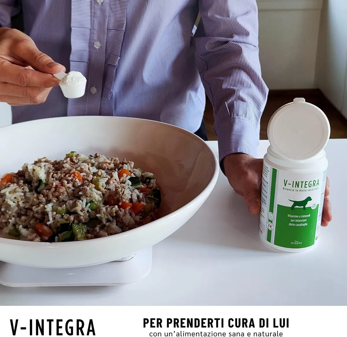 V-INTEGRA Cane Cucciolo 200g, Integratore Completo Ricco di Vitamine e Minerali per Dieta Casalinga e BARF, V Integra Multivitaminico Cane, Made in Italy