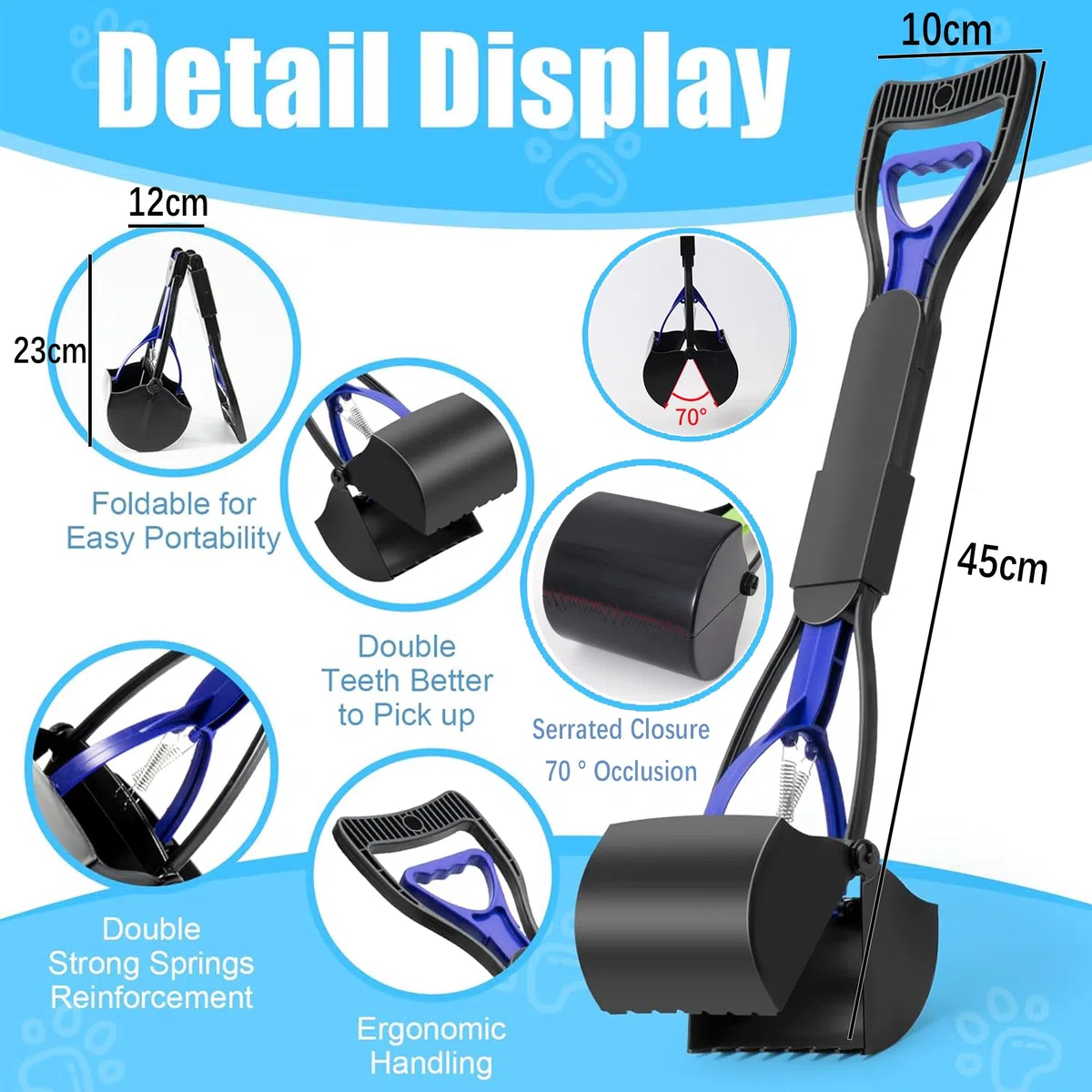 Animale Domestico Pooper Scooper, 45cm Portatile Scoop di Poop Dog con Manico Lungo Materiale ad Alta Resistenza per Facile Erba e Ghiaia Pick up per Tutti Gli Animali Domestic(Rosa)