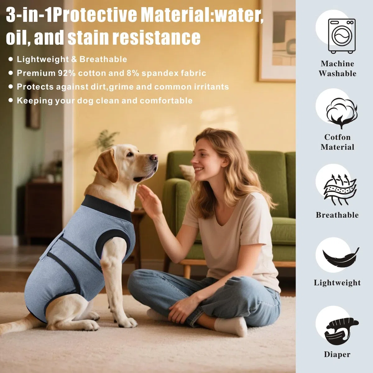 Body Cane Post Operatorio, Tuta Onesie Tutina Cane Post Operatoria per Cani Femmina Spay Maschio Neuter Pet Bodysuit Pigiama Prevenire Ferite Leccare Camicia (Grigio, XL)