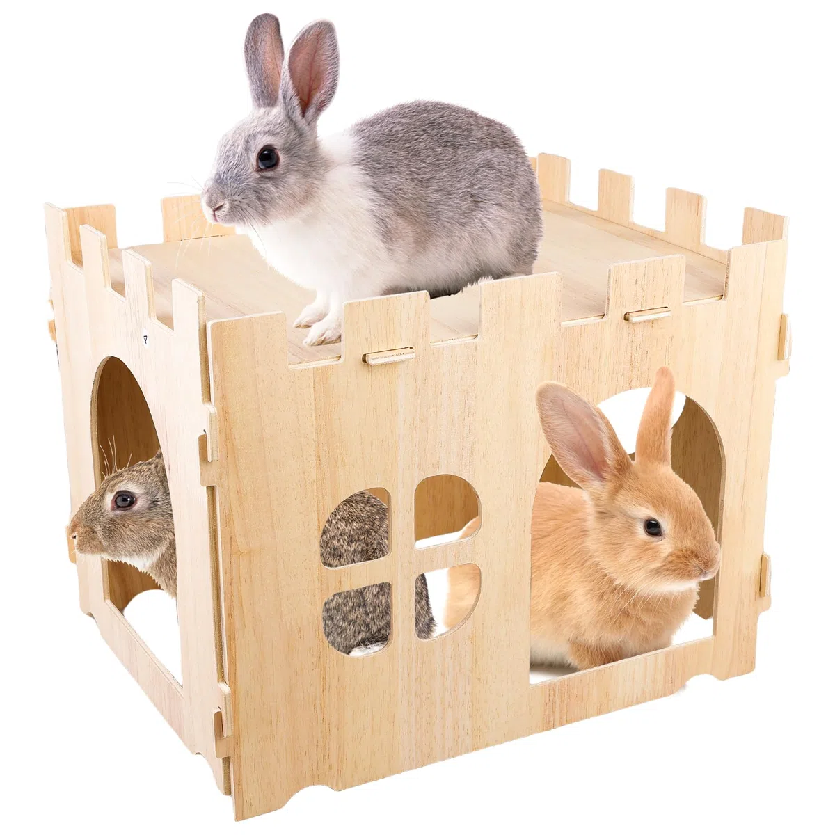 Grande Casa per Conigli: Grande Casa per Piccoli Animali, Casetta in Legno per Nascondersi, Ideale per Porcellini d'India, Conigli Nani e Altri Roditori (40 * 30 * 30cm)