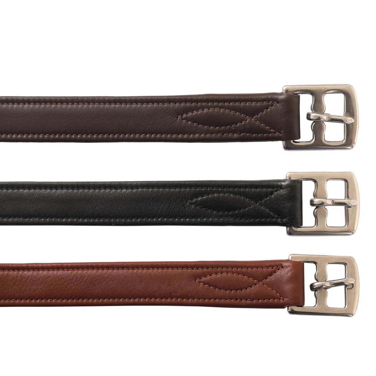Exion FlexiStrong Staffili in Pelle per Sella Inglese – Cuir di Vitello 1" con Anima in Nylon – Fori Numerati, Fibbia Inox – Nero/Marrone – 120 a 155 cm – Equitazione Cavallo