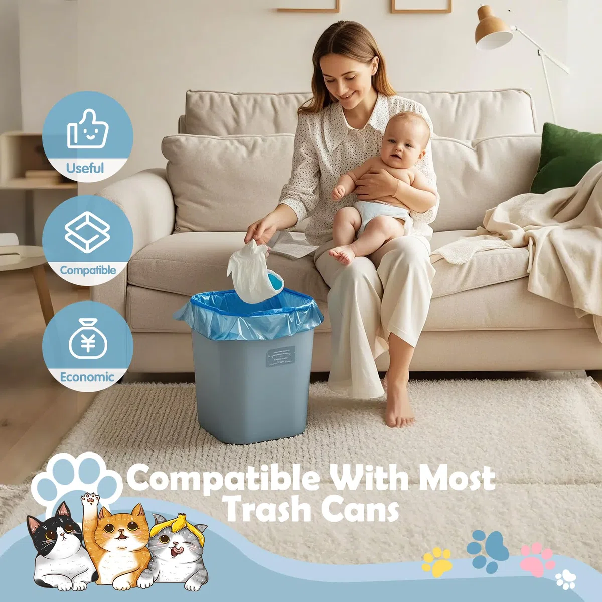 14 pellicole di riempimento e sacchetti per lettiera per gatti Litter Genie XL, LitterLocker Fashion & LitterLocker II (4,5 m, senza cartuccia)