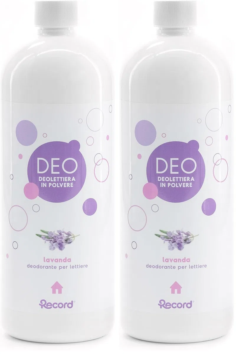 Record - Deodorante Granulare per Lettiera Gatto - Deolettiera in Polvere con Fresca Fragranza Antiodore di Lunga Durata. Adatto a Tutti i Tipi di Sabbia | Profumazione: Lavanda, 1,2 kg