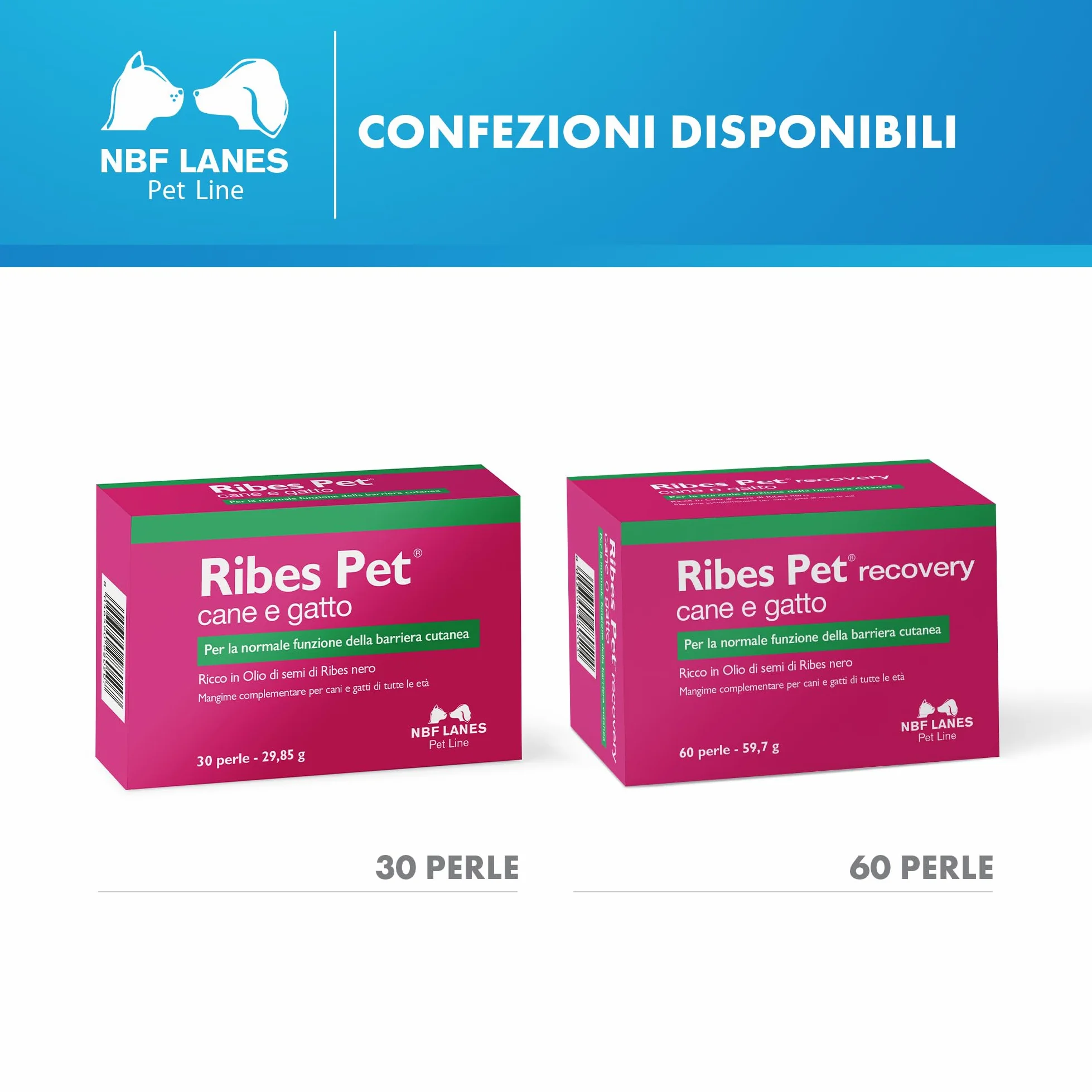 NBF Lanes | Ribes Pet Cane e Gatto, 30 Perle Appetibili, per la Normale Funzione della Barriera Cutanea