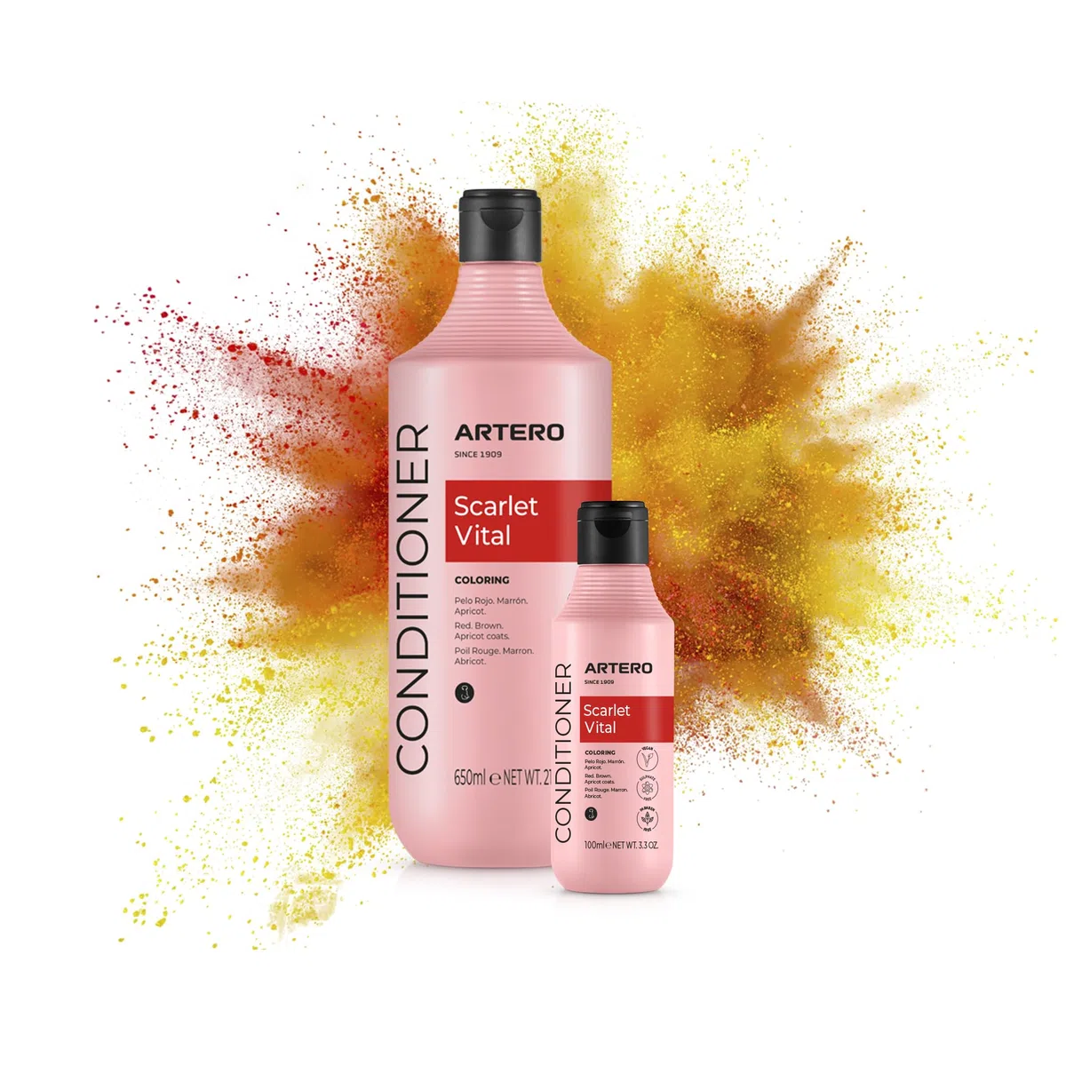 Artero Scarlet Vital Maschera Intensificante Colore per Cani Tonalità Rosse, Marroni, Cioccolatini e Apricot. 100 ml
