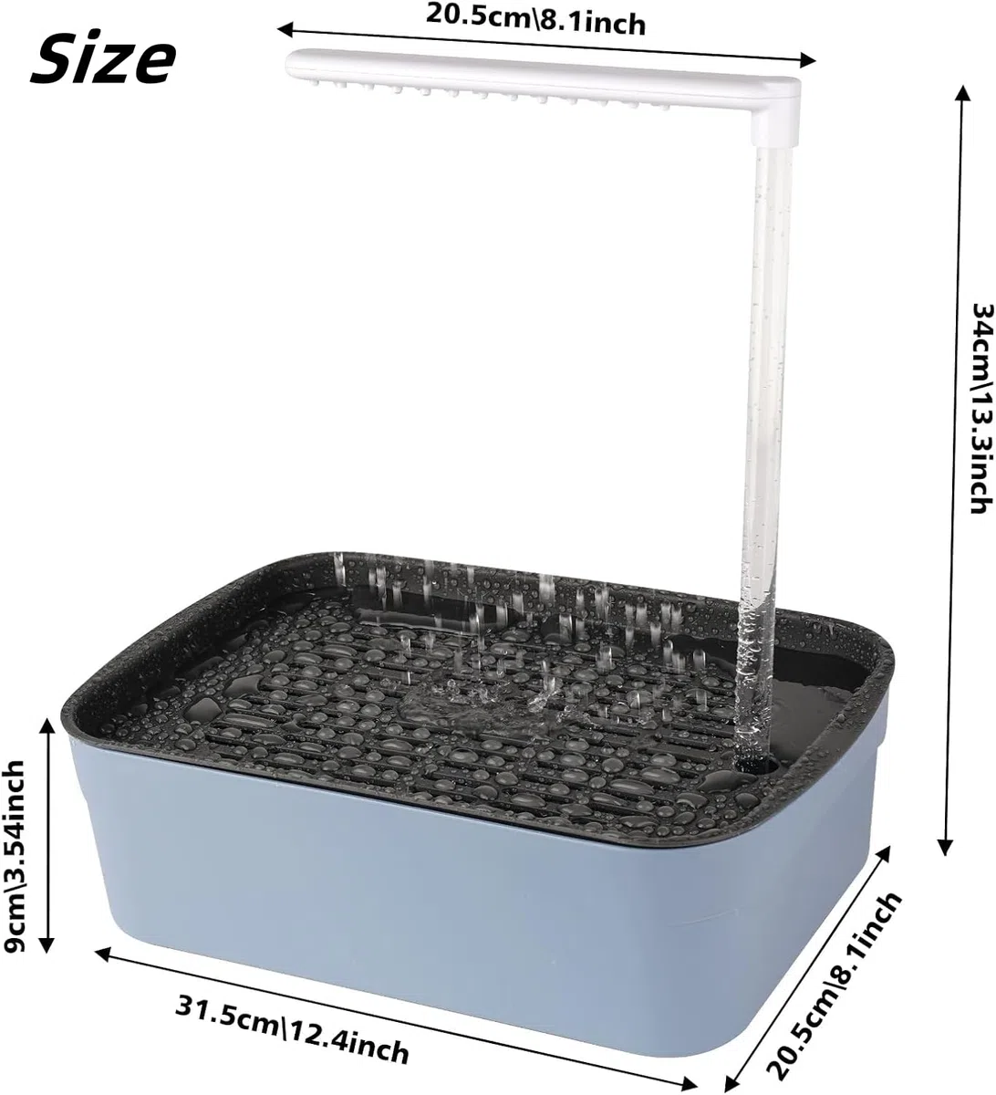 Vasca da Bagno per Uccelli, Vasca Automatica con Doccia, Automatico Uccello Vasca da Bagno,Pompa dell'Acqua USB,Vasca per Uccelli, 2 Pietre Molar-Grigio
