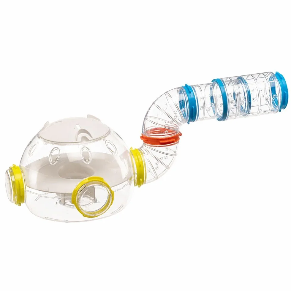 Ferplast Set Tubi Criceto, Accessorio Gabbia per Criceti, Totale 4 pezzi, include Modulo Abitativo, Tunnel Criceto Trasparenti con Fori di Aerazione, Curve e Raccordi, KIT LAB, Giochi per Criceti