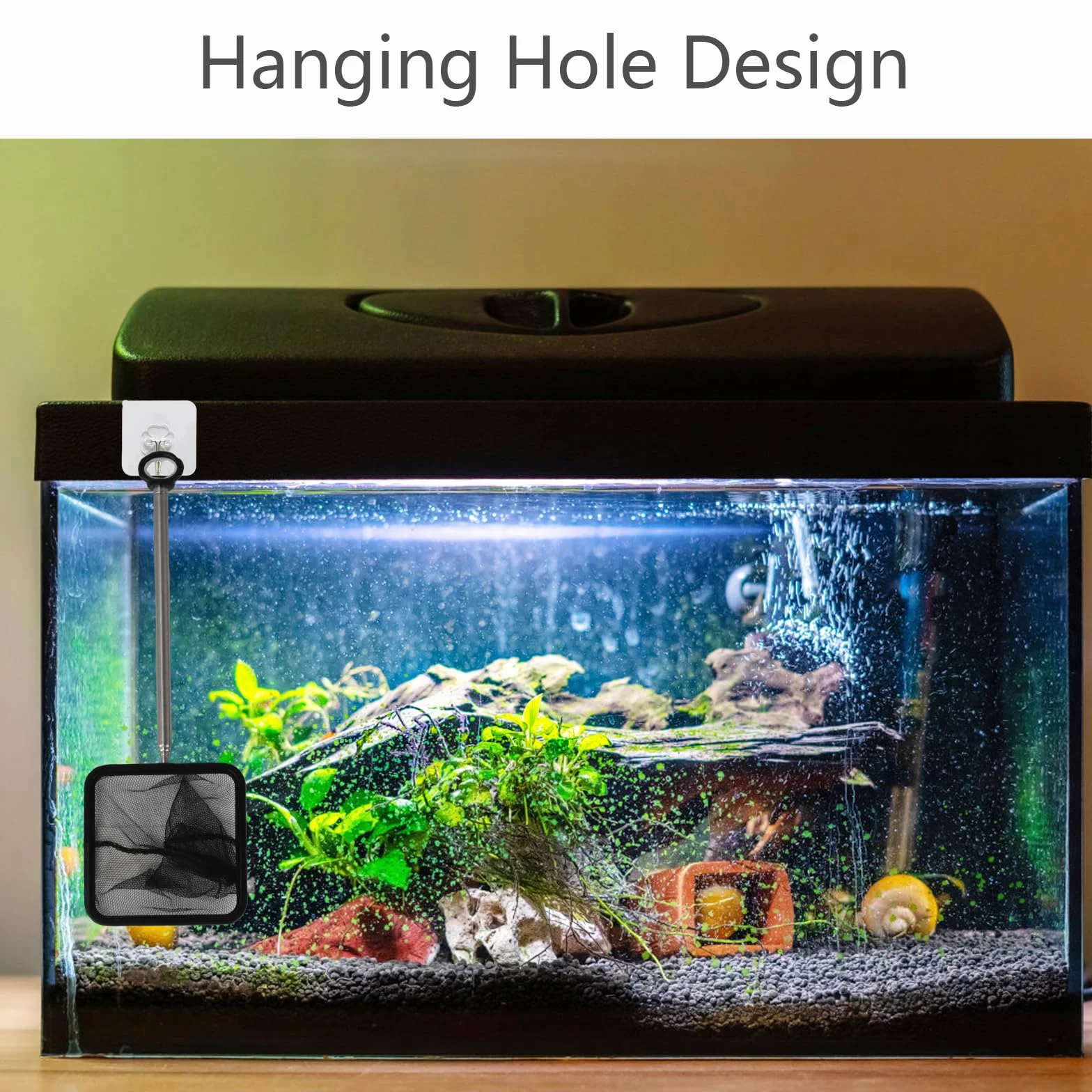 Dokeno Rete da Pesca Telescopica per Acquari e Piscine, Retino Guadino Retrattile, Manico in Acciaio Inox, 7x7cm