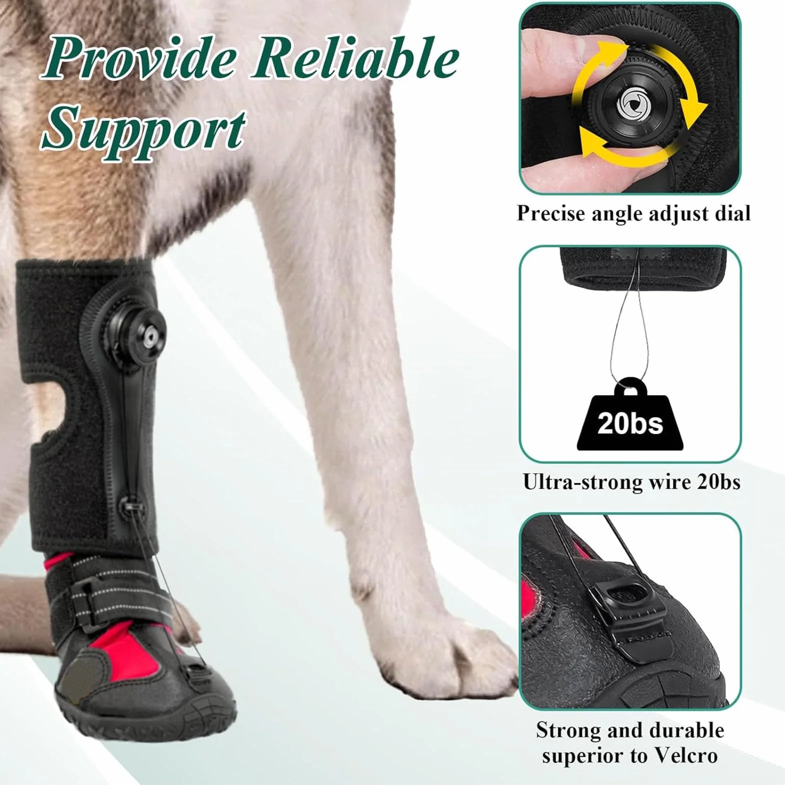 Tutore per Piede Cadente per Cani, Tutore per Gamba per Stivale per Cane per Supporto Gamba, Scarpe Correttive per Cani per Sollevare in Sicurezza le Dita dei Piedi per Problemi (L)