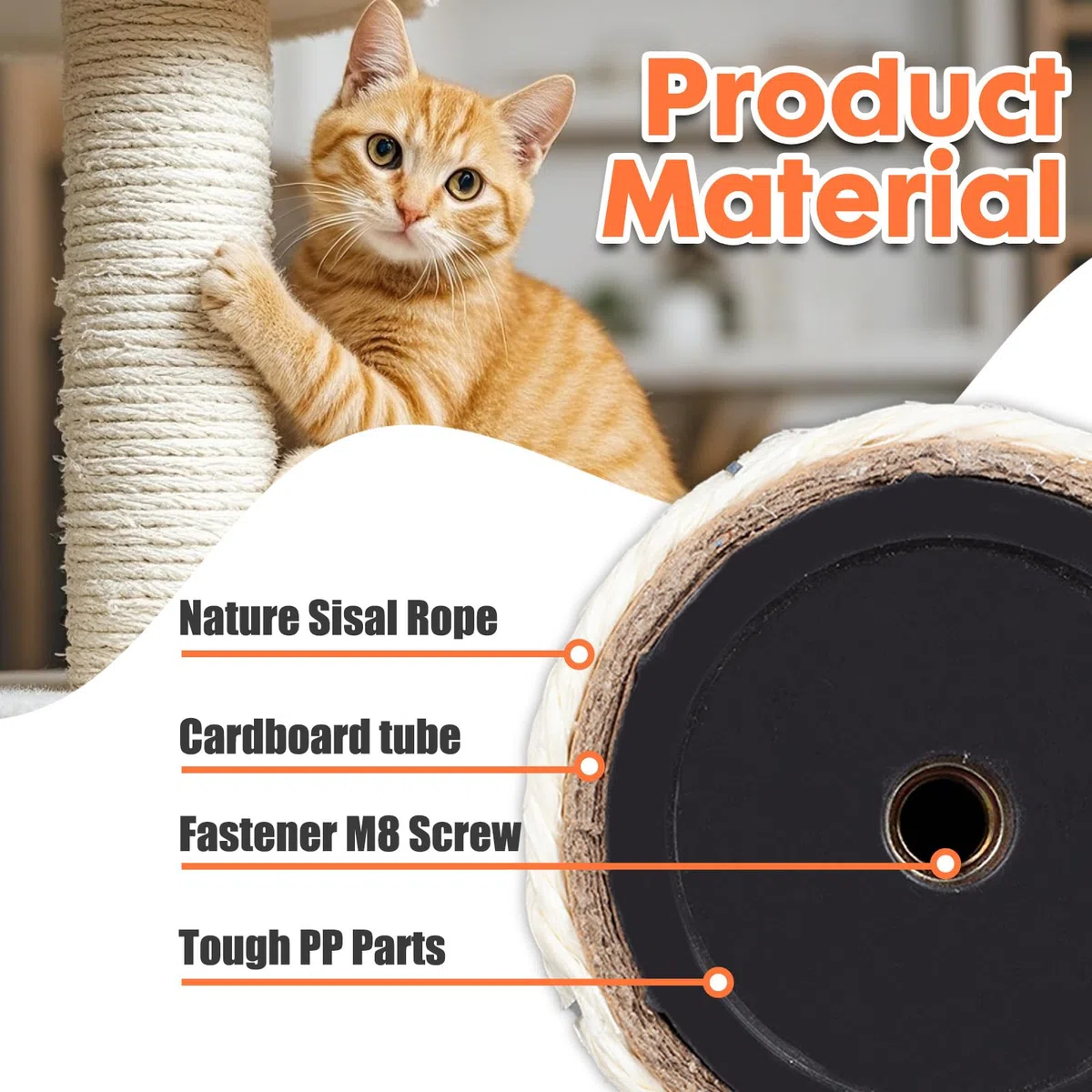 powerking Scracther Post per Gatti con Spazzola massaggiante Arch Self Groomer, Giocattolo interattivo per tappetini da Prato con Artiglio in Corda sisal da 18,9" per Gatti Interni