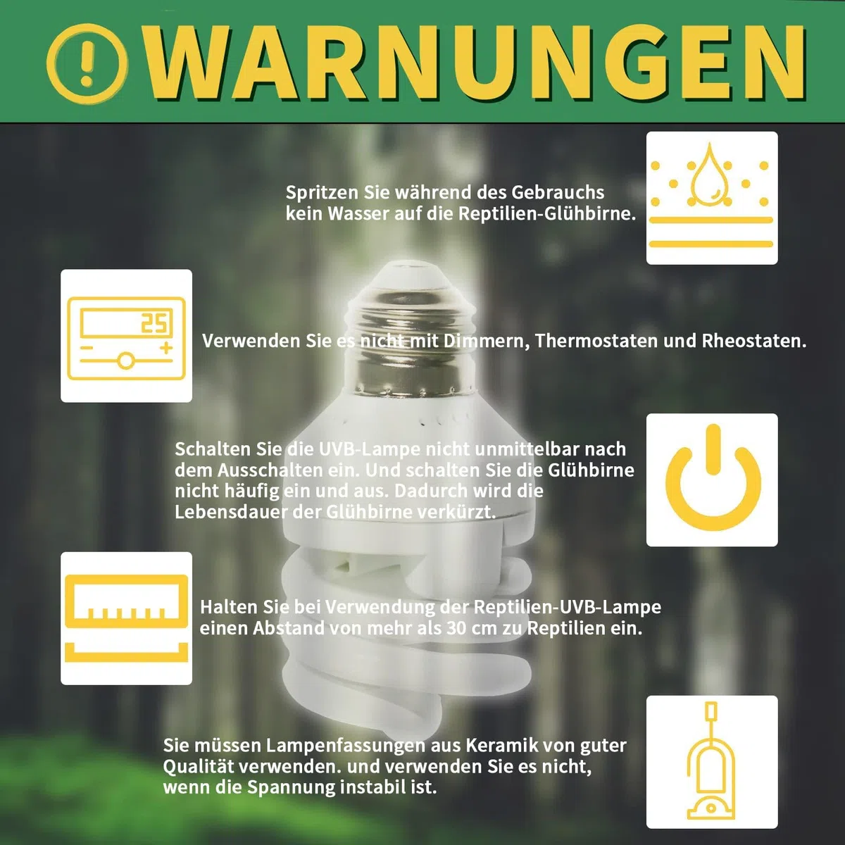 LUCKY HERP Lampadina UVA UVB per Rettili, Lampada UVB Tartaruga Terrestre 9W 10.0, MINI Terrarium Lampe per Rettili Draghi Barbuti