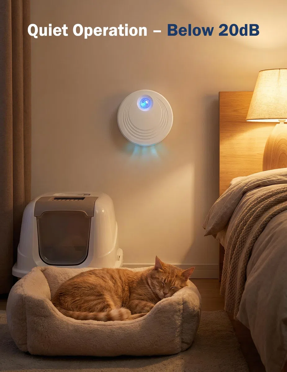 Purificatore d'aria per animali domestici, deodorante per lettiera per gatti, ricaricabile, durata della batteria di 15 giorni.
