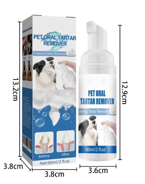 Pet Oral Tartar Remover Spray, No-Brush Pet Oral Care Foam, Fresh Breath, Helps Reduce Plaque & Tartar Build-Up, Daily Teeth Cleaning for Dogs & Cats (2pc)