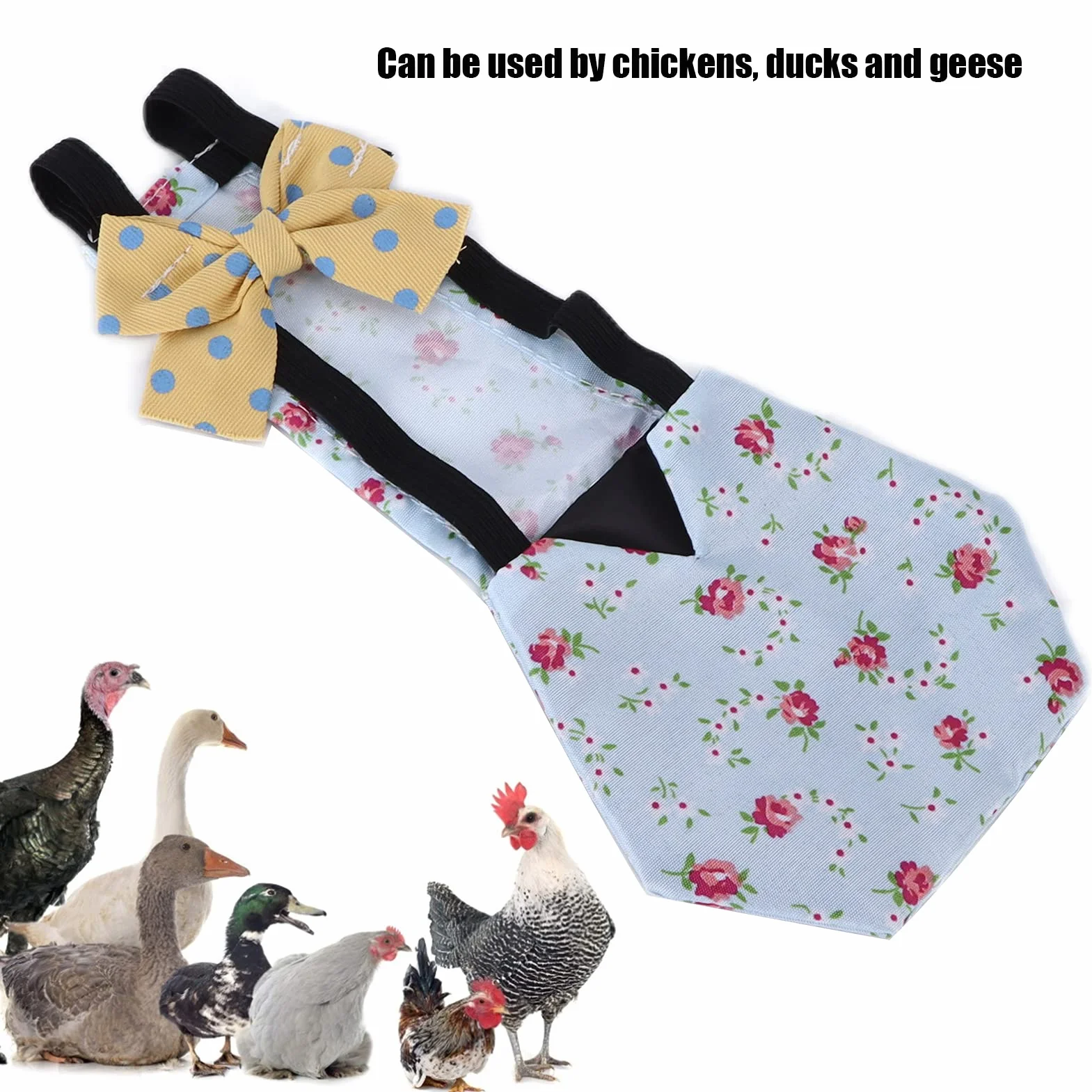 Pannolini per Pollame per Animali Domestici Pannolino per Pollo per Animali Domestici Anatra, Oca o Galline, Pannolini per Pollame, Vestiti con Nodo a Fiocco(M Fiore Blu)