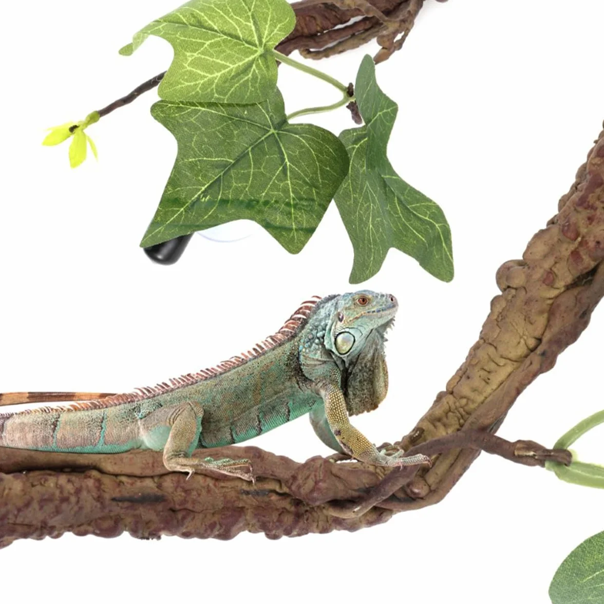 Sarini 2 Pezzi Rami di Rami di Piante per Terrari Decorazioni per Piante con Ventosa per Anfibi Lucertole Serpenti Arrampicata