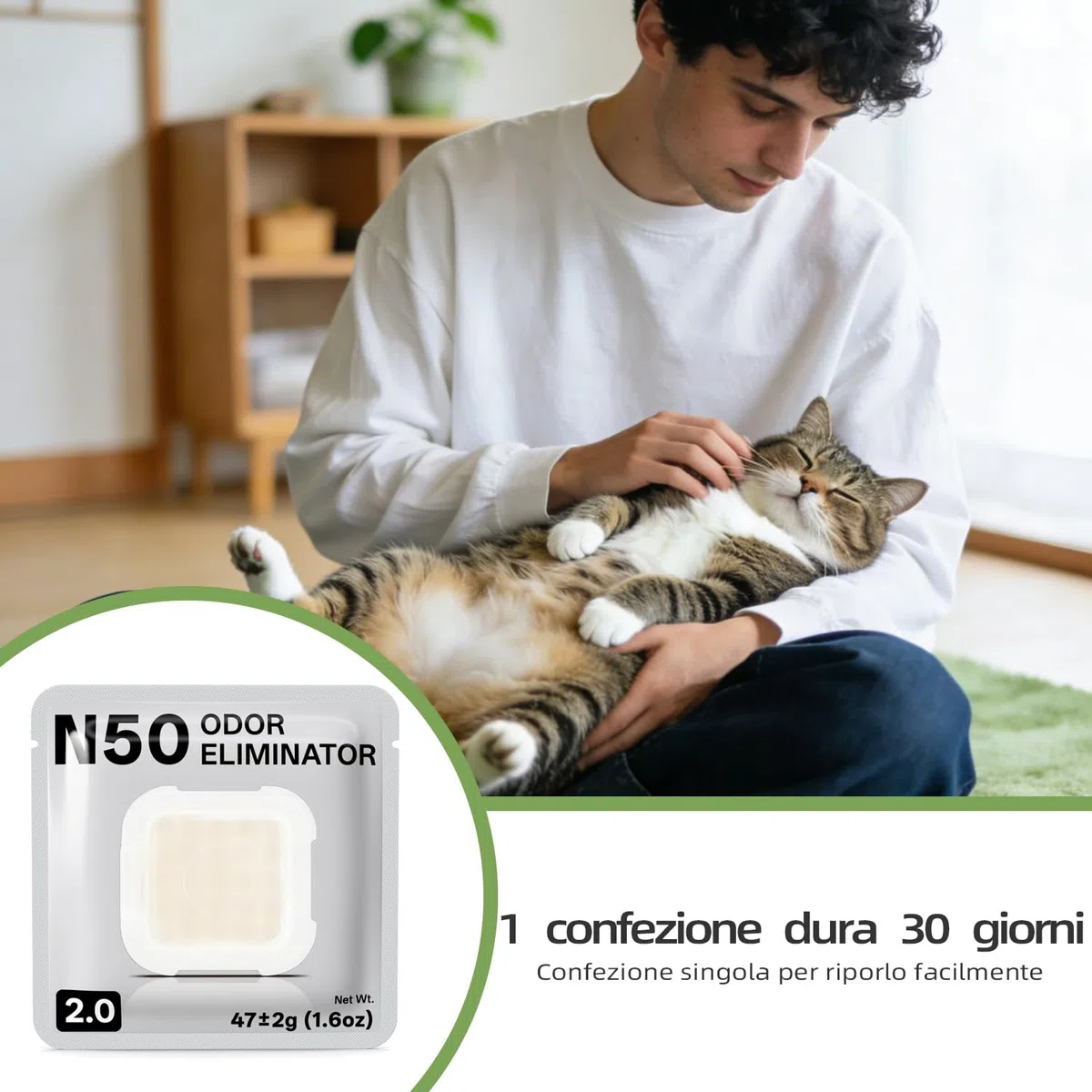 Deodorante N50 2.0 per lettiera autopulente per gatti Pura Max, controllo degli odori, rimuove gli odori più ostinati in profondità, 3 pezzi