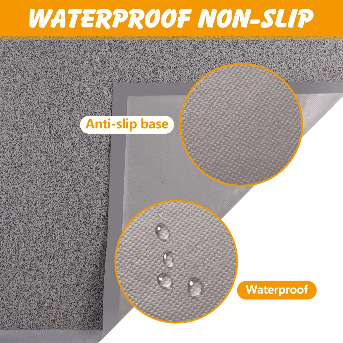 ondware Tappetino per lettiera per gatto, 120 x 80 cm, impermeabile, antiscivolo, facile da pulire, lavabile, per lettiera (grigio)