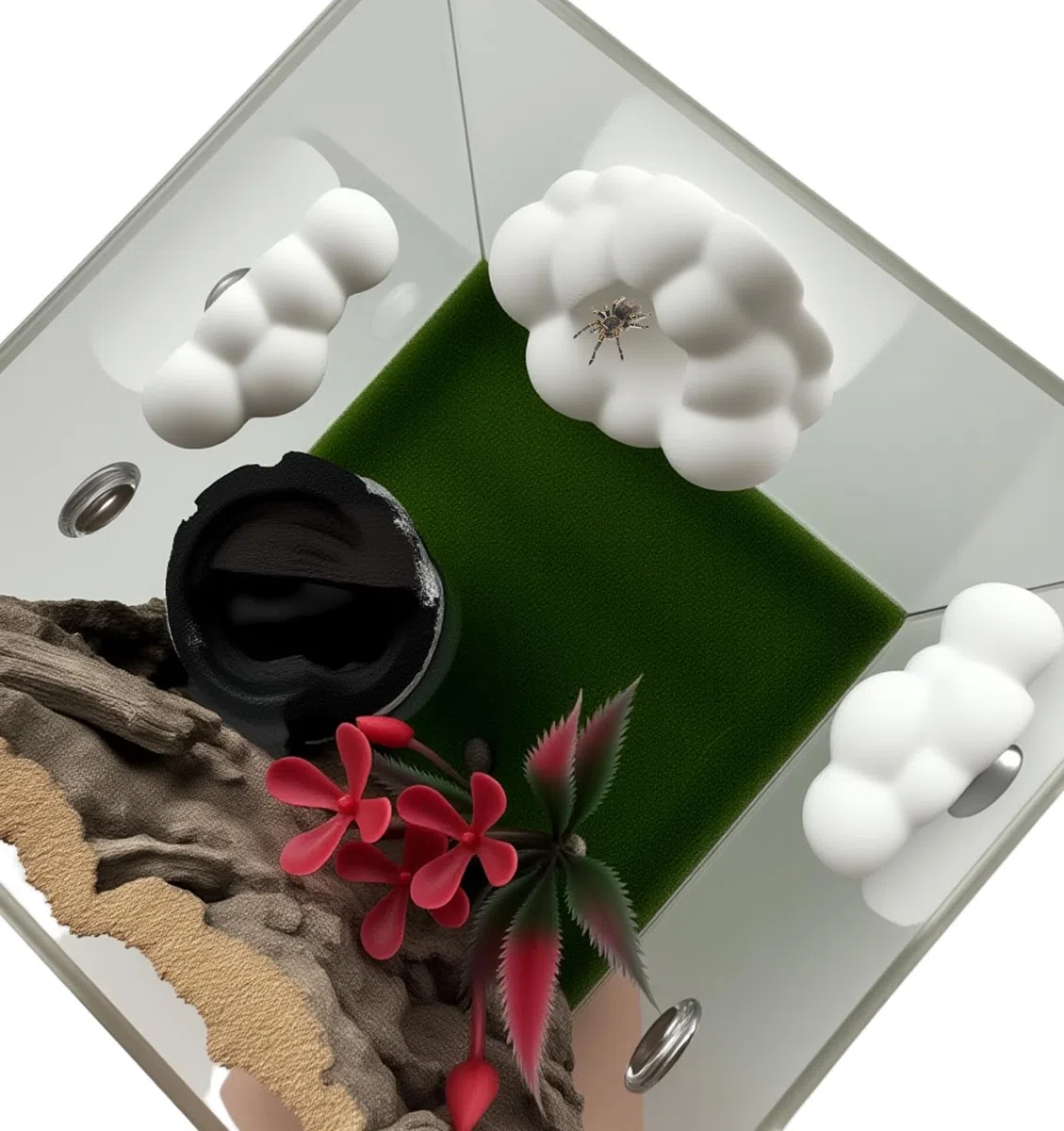 Jumping Spider - Set di 6 accessori a tema cielo con piattaforme a nuvola, supporti magnetici, piatto alimentatore bianco e decorazione per ragnatela azzurra per esplorare e arrampicarsi