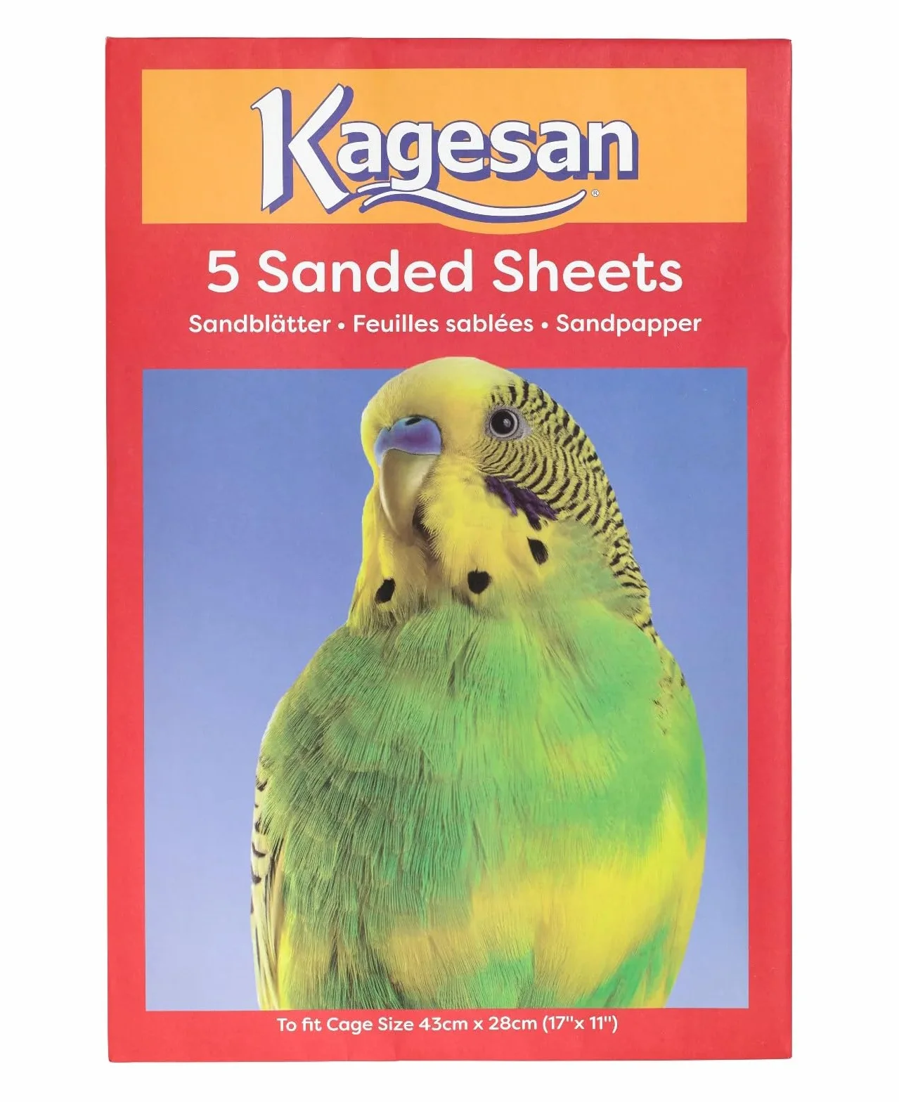 Confezione da 3 fogli di carta abrasiva Kagesan per gabbie per uccelli, 3 x 5 pezzi = 15 fogli 43 cm x 28 cm